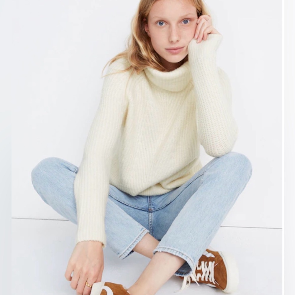 New Madewell Mercer Turtleneck Sweater in Coziest Yarn Ivory Size Small - Picture 1 of 7